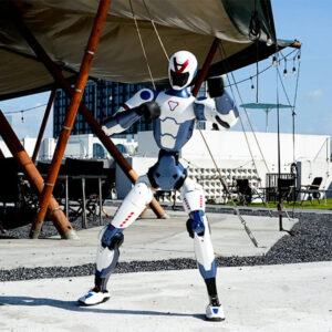 Unitree R1 humanoid robot for rent – dynamic standing pose