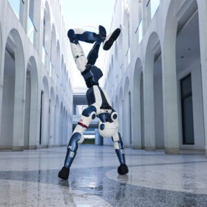 Location du robot humanoïde Unitree R1 – gros plan du haut du corps