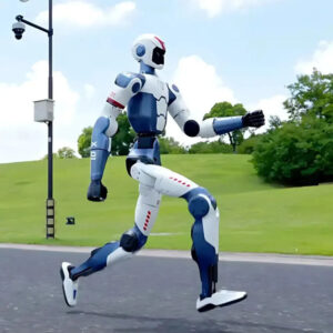 Location du robot humanoïde Unitree R1 – fond de studio épuré